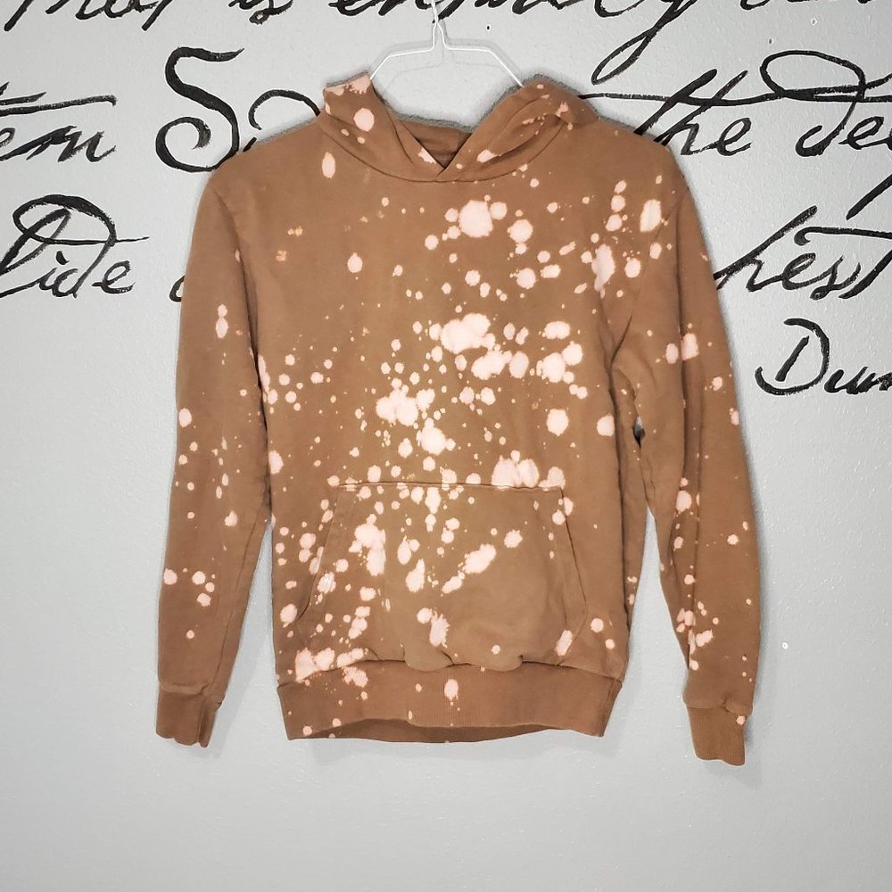 Essentials Zara Brown Bleach Dye Men's Basic Hoodie, M